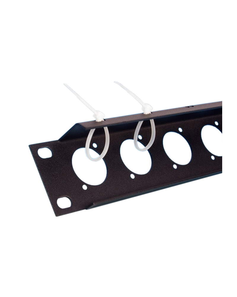 Adam Hall RACK U PAN 01 D12 TIE BAR Panel z otworami do szafy rack w kształcie litery U, 19’’, 1U, z uchwytem kablowym odciążającym, dla 12 gniazd