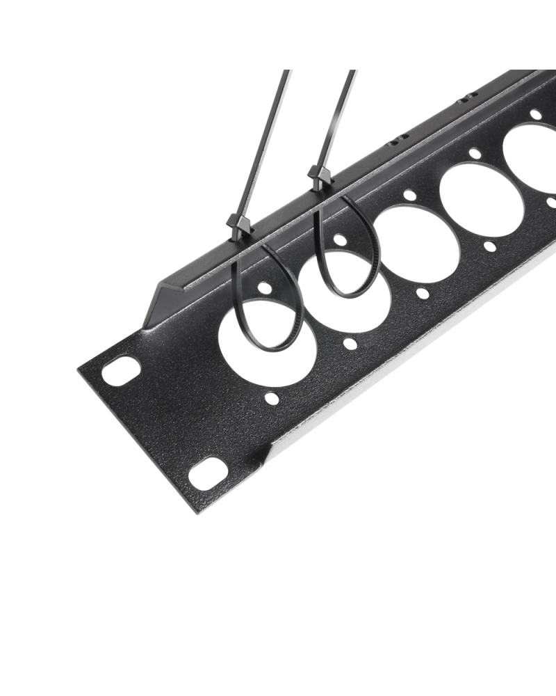 Adam Hall RACK U PAN 01 D16 TIE BAR Panel z otworami do szafy rack w kształcie litery U, 19’’, 1U, z uchwytem kablowym odciążającym, dla 16 gniazd