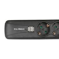 ADAM HALL 8747 S 3 USB 3-gniazdkowa listwa zasilająca z włącznikiem i 2 gniazdami do ładowania USB