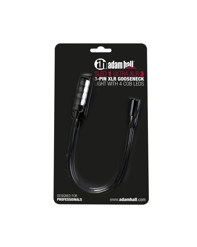 Adam Hall SLED 1 ULTRA XLR 3 Lampka z wysięgnikiem typu „gęsia szyja”, 3-stykowym złączem XLR i 4 diodami LED COB
