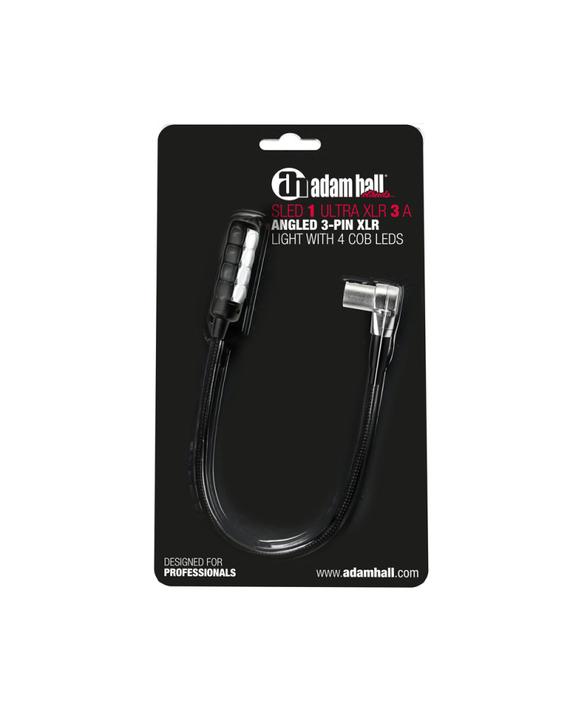 Adam Hall SLED 1 ULTRA XLR 3 A Lampka z wysięgnikiem typu „gęsia szyja” ze złączem kątowym, 3-stykowym złączem XLR i 4 diodami LED COB