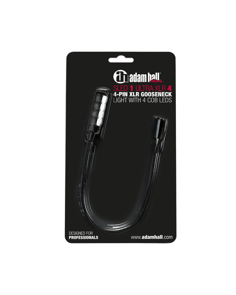 Adam Hall SLED 1 ULTRA XLR 4 Lampka z wysięgnikiem typu „gęsia szyja”, 4-stykowym złączem XLR i 4 diodami LED COB