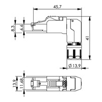 Złącze / wtyk RJ45 kątowy Telegartner MFP8-4x90 T568B Cat.6A J00026A4001