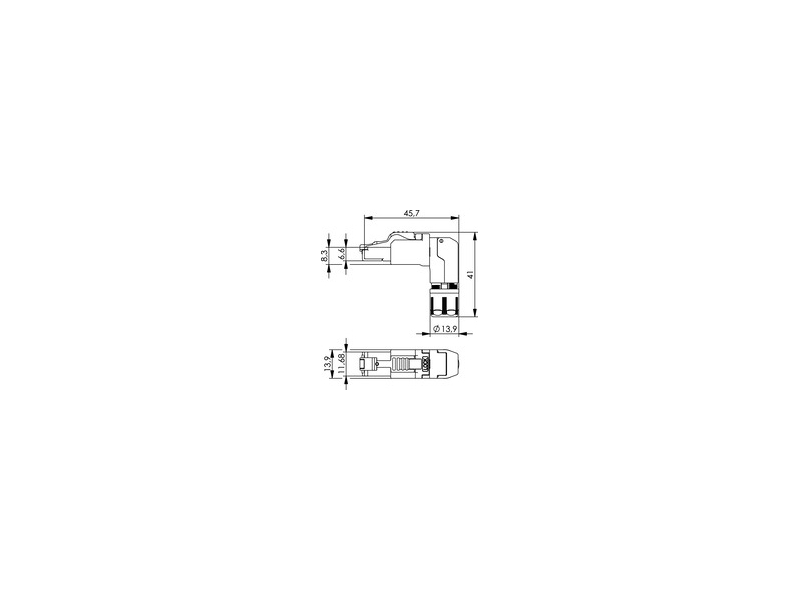 Złącze / wtyk RJ45 kątowy Telegartner MFP8-4x90 T568B Cat.6A J00026A4001