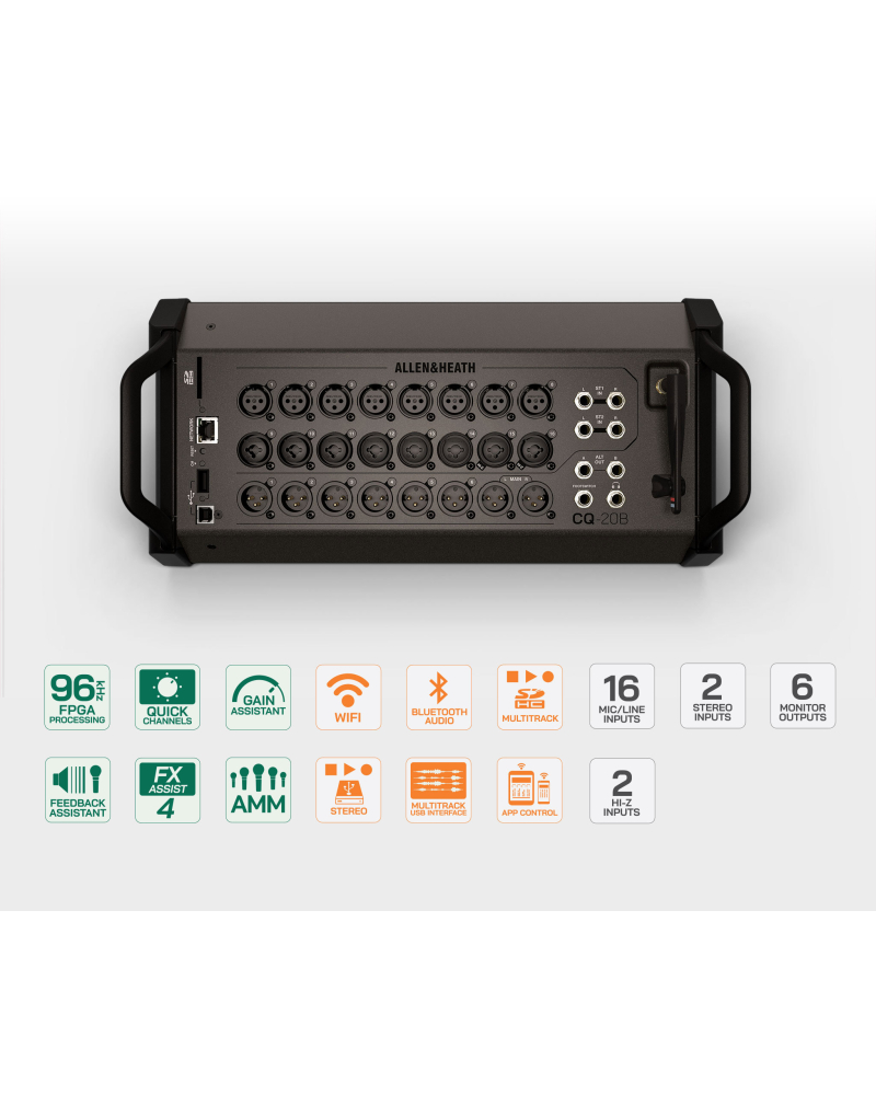Allen & Heath CQ20B Kompaktowy mikser cyfrowy Bluetooth z przetwarzaniem sygnału 96 kH