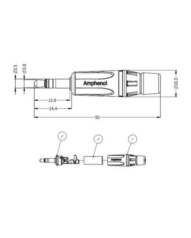 Amphenol KS3PC-AU Wtyk mini jack 3.5 mm stereo pozłacany
