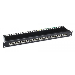 Patch panel Rj45 24 porty, STP, kat. 6A, 19" krone ekran