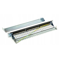 Patch panel Rj45 24 porty, STP, kat. 6A, 1U, 19, krone, uchwyt na kable