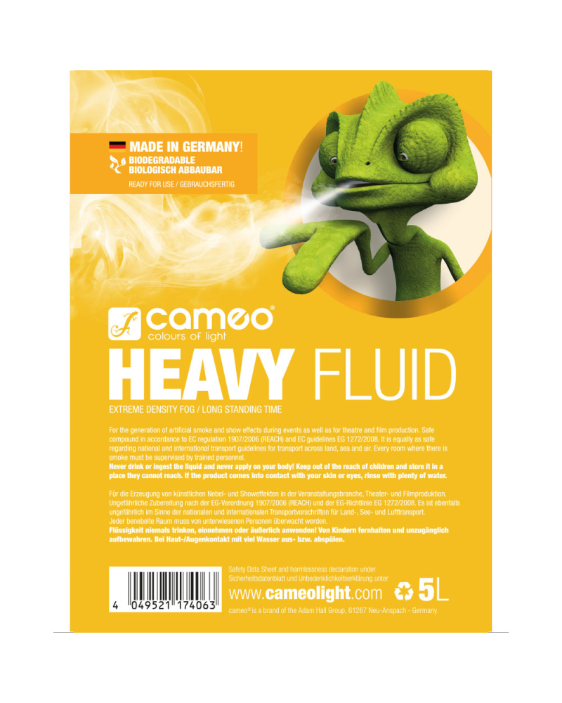 Cameo HEAVY FLUID 5 L Płyn do wytwarzania mgły o dużej gęstości i bardzo długiej trwałości, 5l