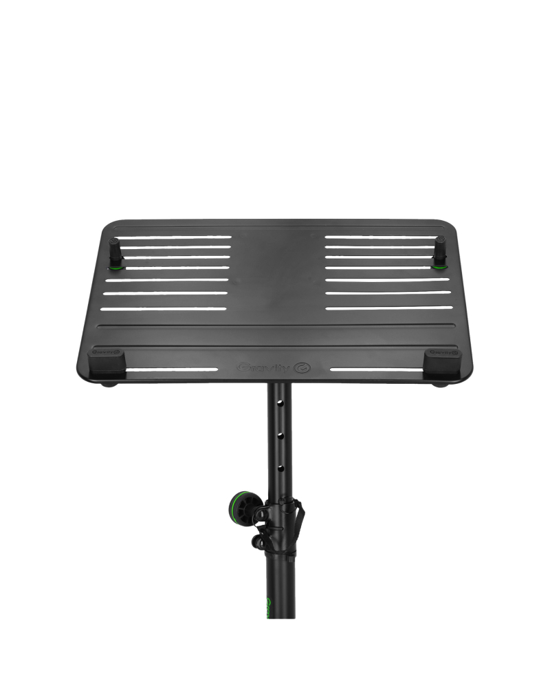 Gravity LTS T 02 B Uniwersalny statyw pod laptopa z regulowanymi kołkami mocującymi i stalową podstawą, czarny