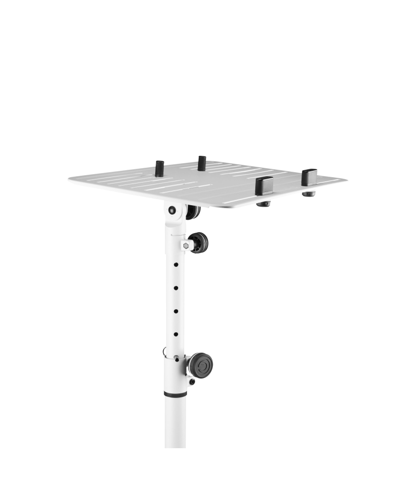 Gravity LTS T 02 W Uniwersalny statyw pod laptopa z regulowanymi kołkami mocującymi i stalową podstawą, biały