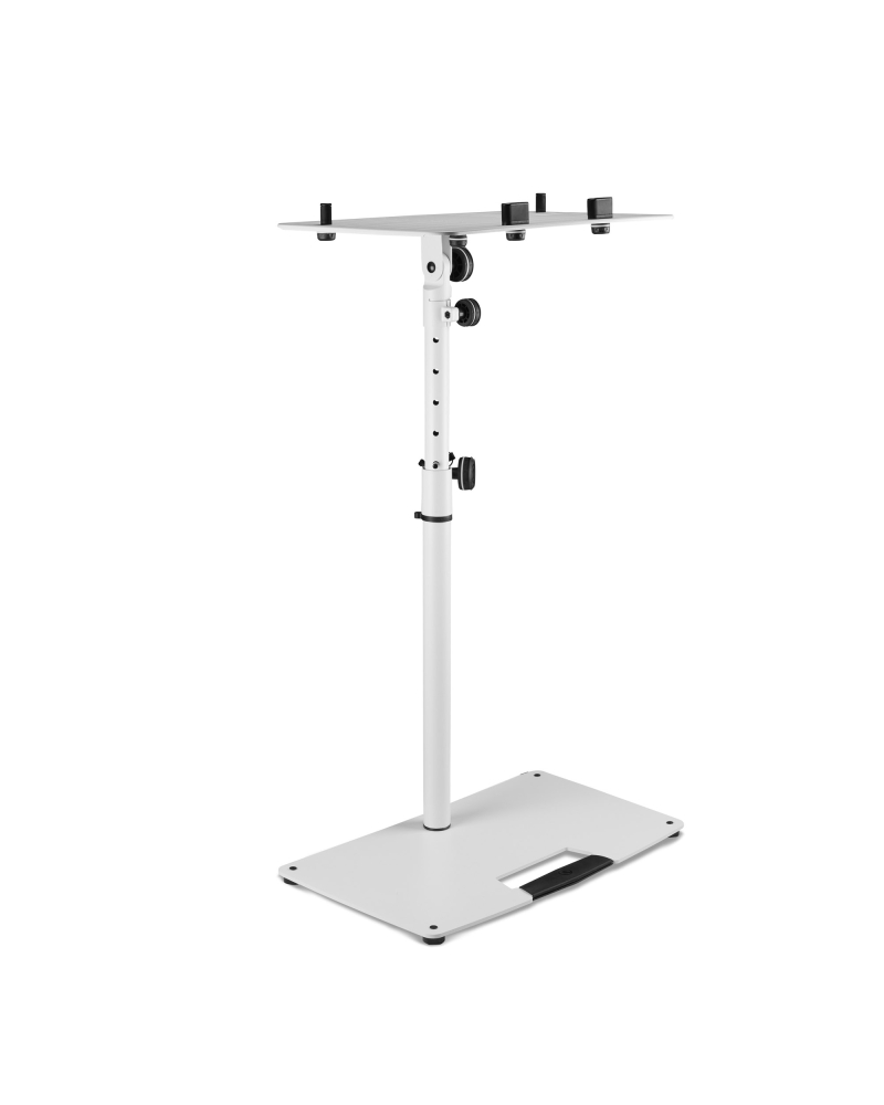 Gravity LTS T 02 W Uniwersalny statyw pod laptopa z regulowanymi kołkami mocującymi i stalową podstawą, biały