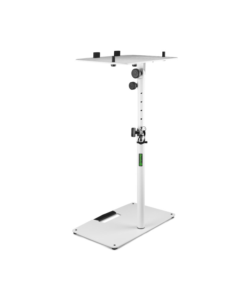 Gravity LTS T 02 W Uniwersalny statyw pod laptopa z regulowanymi kołkami mocującymi i stalową podstawą, biały