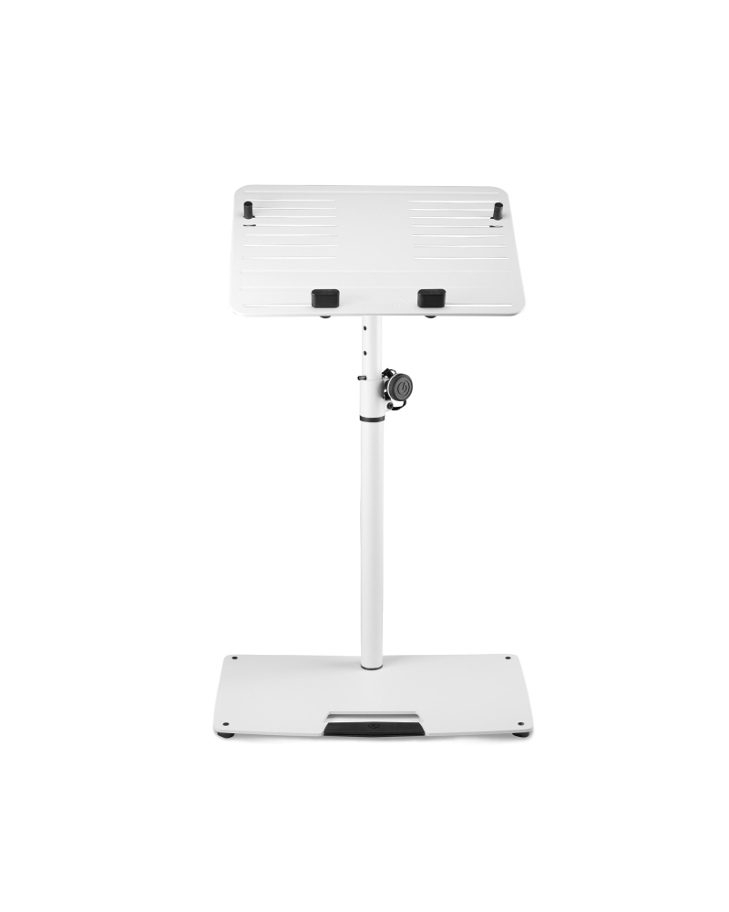 Gravity LTS T 02 W Uniwersalny statyw pod laptopa z regulowanymi kołkami mocującymi i stalową podstawą, biały