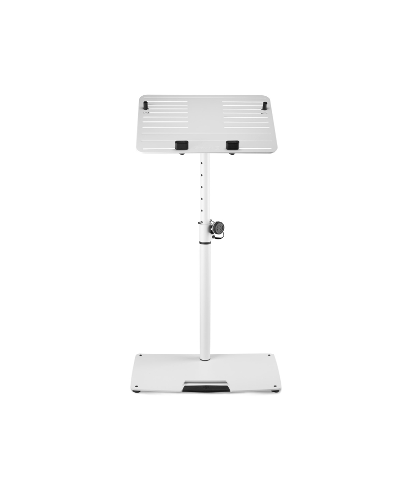 Gravity LTS T 02 W Uniwersalny statyw pod laptopa z regulowanymi kołkami mocującymi i stalową podstawą, biały