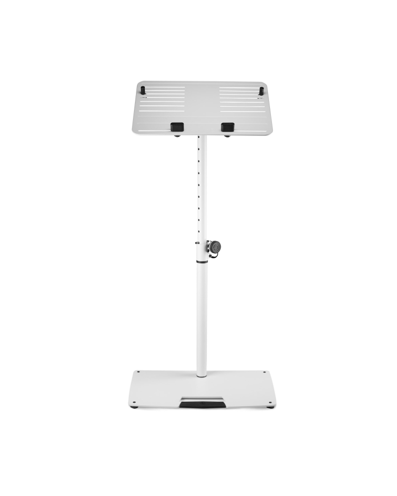 Gravity LTS T 02 W Uniwersalny statyw pod laptopa z regulowanymi kołkami mocującymi i stalową podstawą, biały