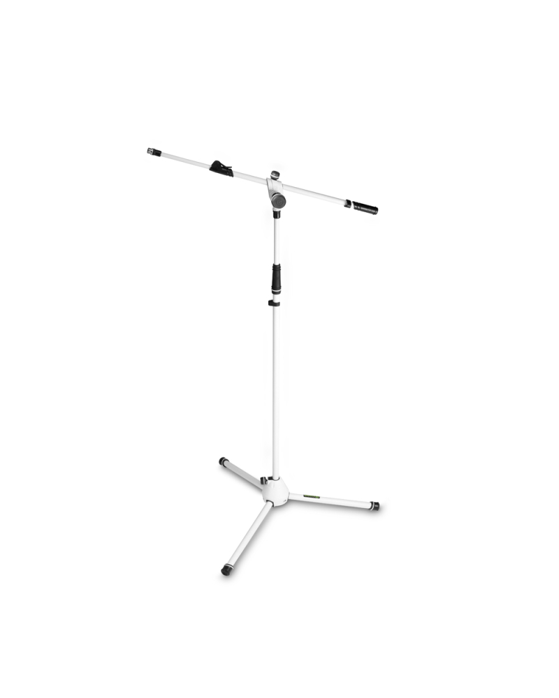 Gravity MS 4322 W Statyw mikrofonowy z trójnożną, składaną podstawą i dwupunktową regulacją wysięgnika wysuwanego - biały