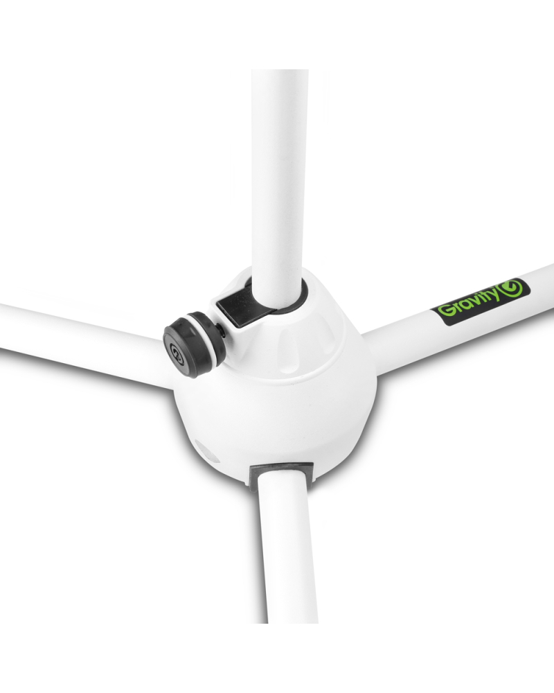 Gravity MS 4322 W Statyw mikrofonowy z trójnożną, składaną podstawą i dwupunktową regulacją wysięgnika wysuwanego - biały