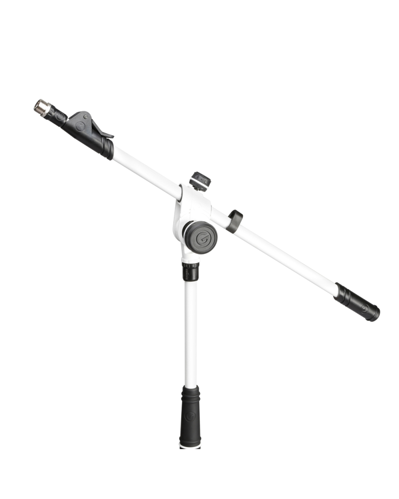Gravity MS 4322 W Statyw mikrofonowy z trójnożną, składaną podstawą i dwupunktową regulacją wysięgnika wysuwanego - biały