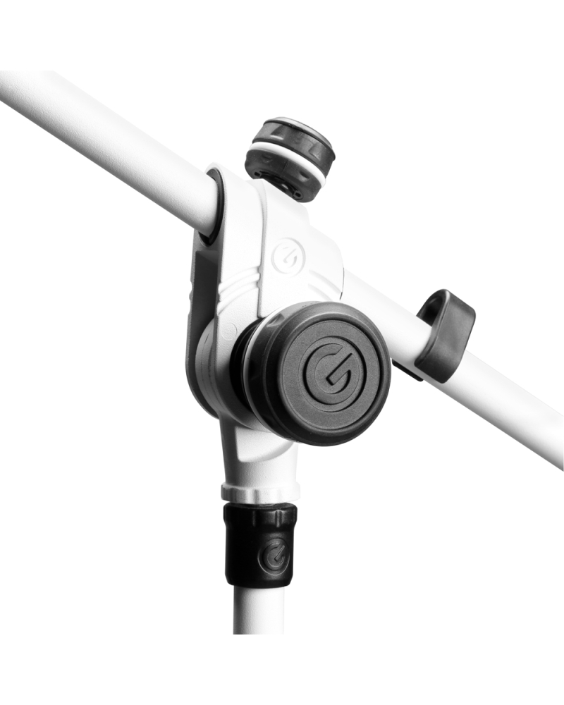 Gravity MS 4322 W Statyw mikrofonowy z trójnożną, składaną podstawą i dwupunktową regulacją wysięgnika wysuwanego - biały