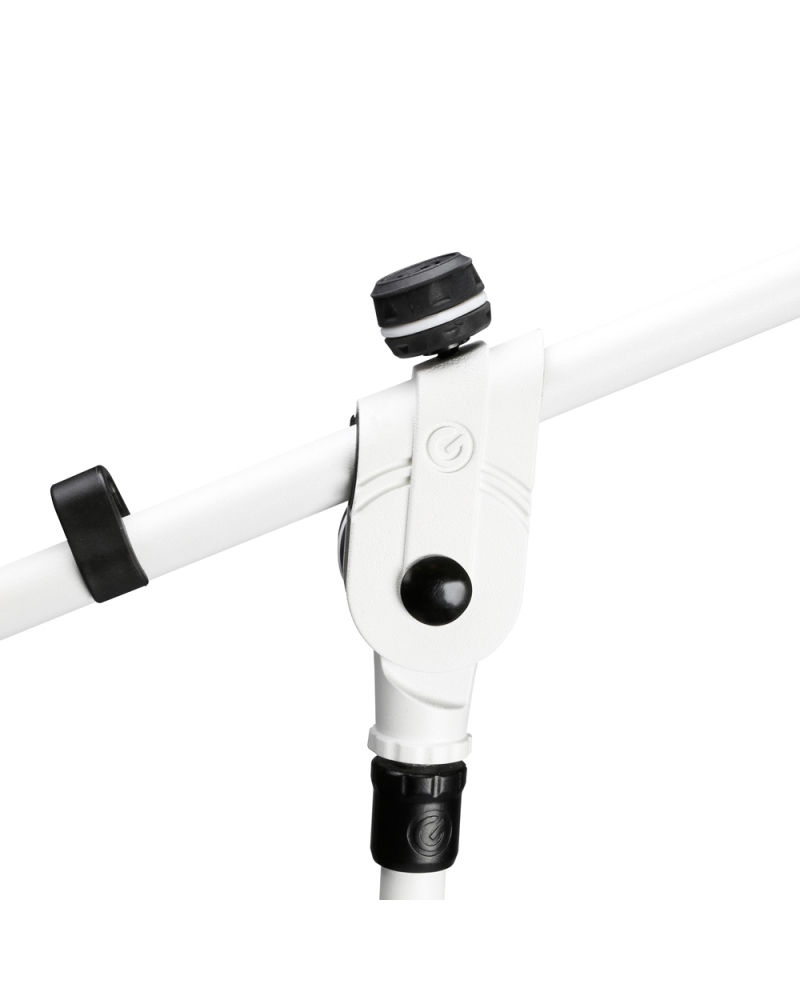 Gravity MS 4322 W Statyw mikrofonowy z trójnożną, składaną podstawą i dwupunktową regulacją wysięgnika wysuwanego - biały