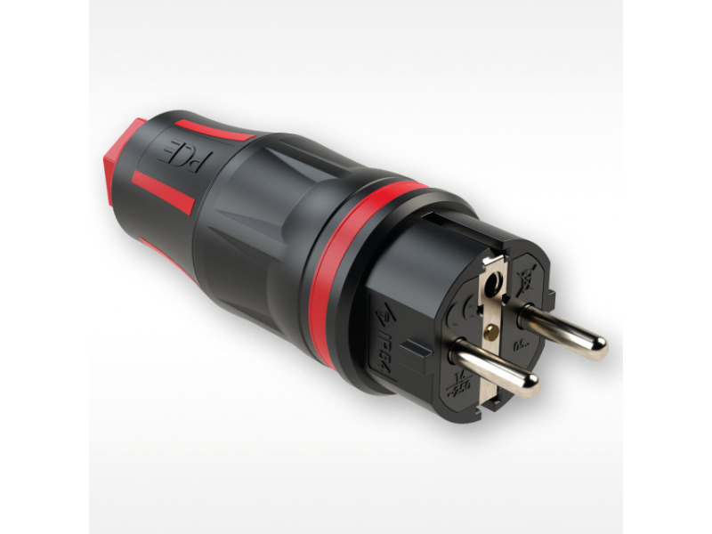 PCE 05721-SR wtyczka złącze zasilające gumowe 230V czarne na przewód IP44