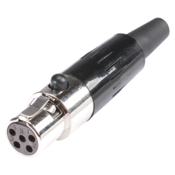 Hicon HI-XMCF5 Mini XLR, 5-pin , metal, złącze żeńskie do lutowania, pozłacane styki, proste, w kolorze niklu