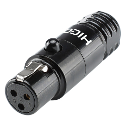 HICON HI-XMCF3-B  Mini-XLR compact, 3-biegunowy, metal, Złącze żeńskie do lutowania, pozłacane styki, proste