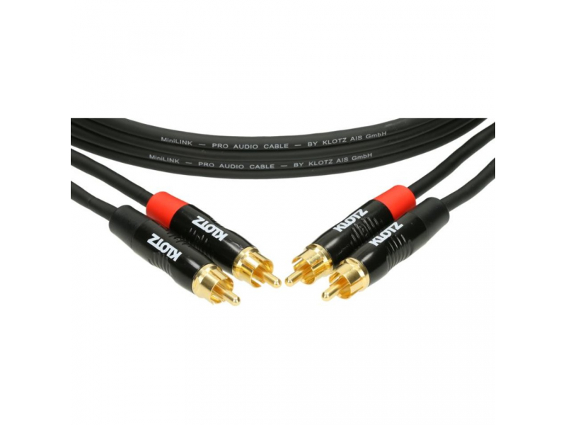 KLOTZ KT-CC MiniLink Pro Podwójny kabel stereo z metalowymi wtyczkami rca, pozłacany