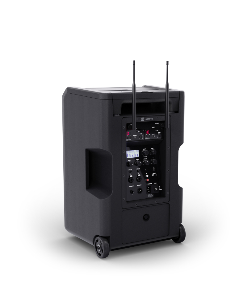 LD Systems ANNY® 10 BPH 2 B5 10-calowy głośnik Bluetooth® PA z akumulatorem, mikserem i 2 x mikrofonem nagłownym (w tym nadajnik bodypack)