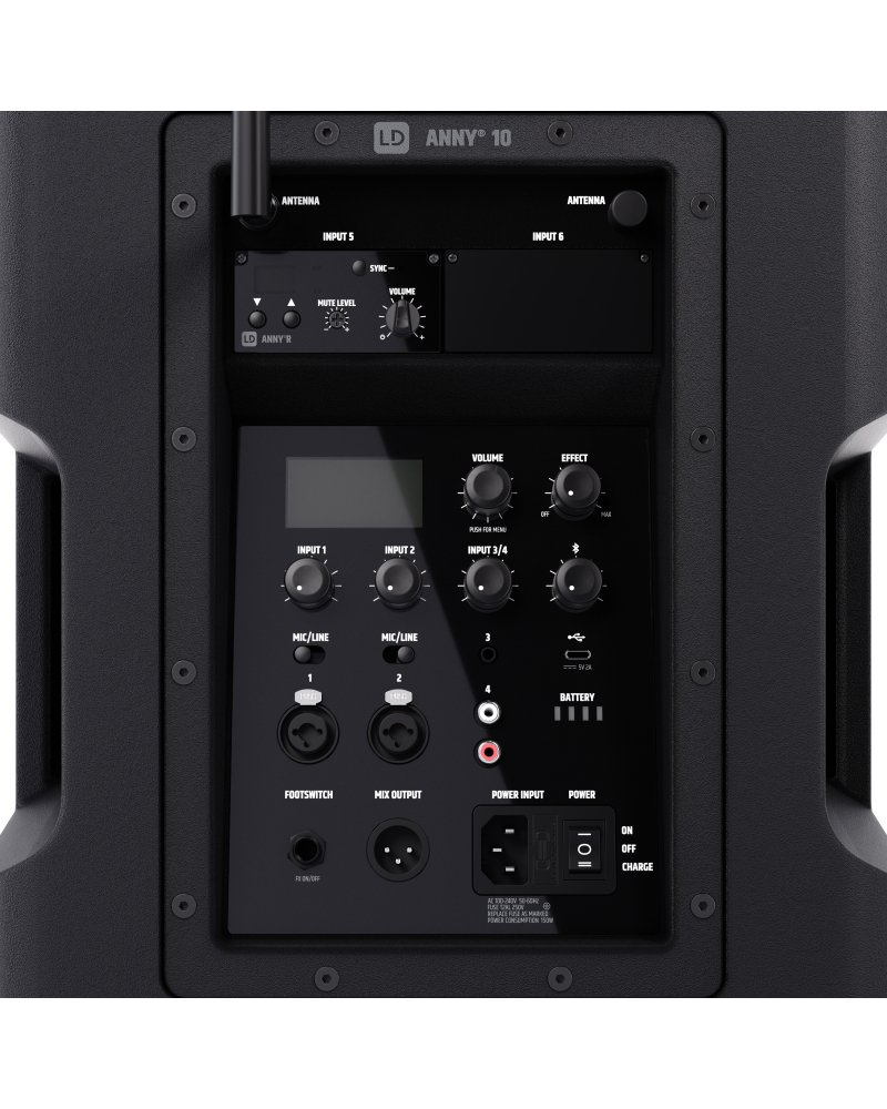 LD Systems ANNY® 10 BPH B5 10-calowy głośnik Bluetooth® PA z akumulatorem, mikserem i 1x mikrofonem nagłownym (w tym nadajnik bodypack)