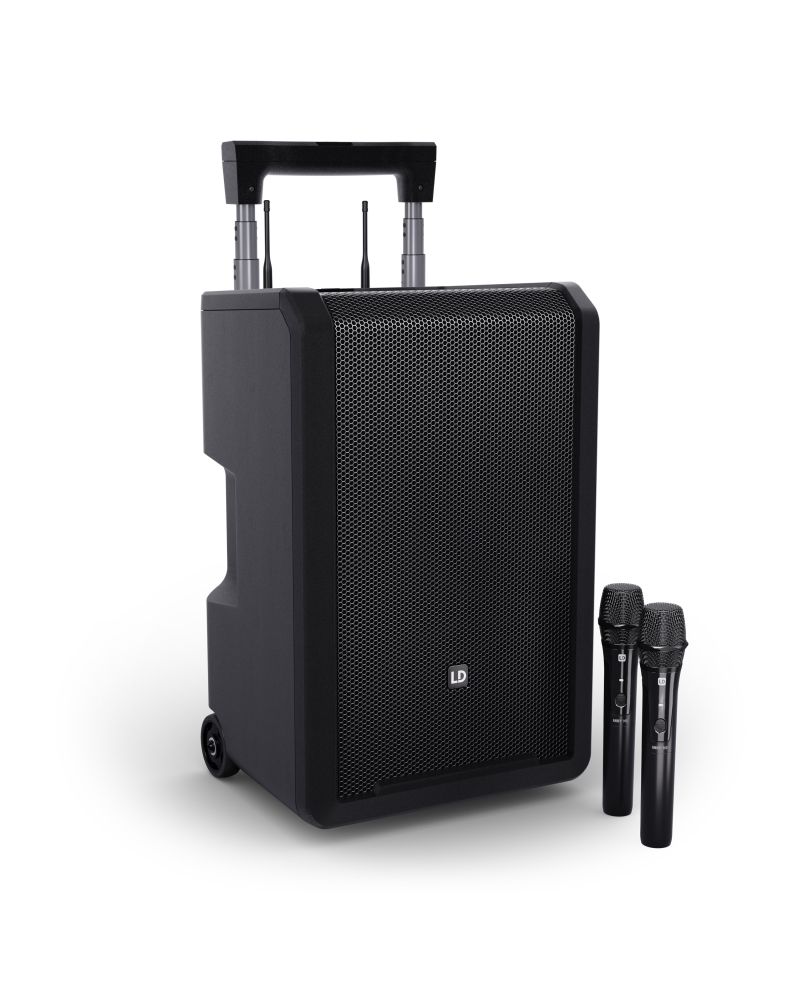 LD Systems ANNY® 10 HHD 2 B5 10-calowy głośnik Bluetooth® PA z akumulatorem, mikserem i 2x mikrofonem bezprzewodowym