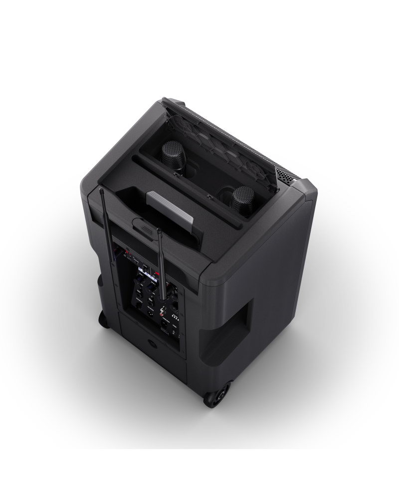 LD Systems ANNY® 10 HHD 2 B5 10-calowy głośnik Bluetooth® PA z akumulatorem, mikserem i 2x mikrofonem bezprzewodowym