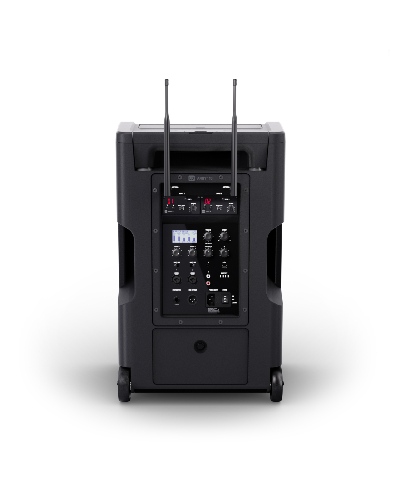 LD Systems ANNY® 10 HHD 2 B5 10-calowy głośnik Bluetooth® PA z akumulatorem, mikserem i 2x mikrofonem bezprzewodowym