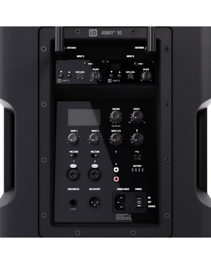 LD Systems ANNY® 10 HHD 2 B5 10-calowy głośnik Bluetooth® PA z akumulatorem, mikserem i 2x mikrofonem bezprzewodowym