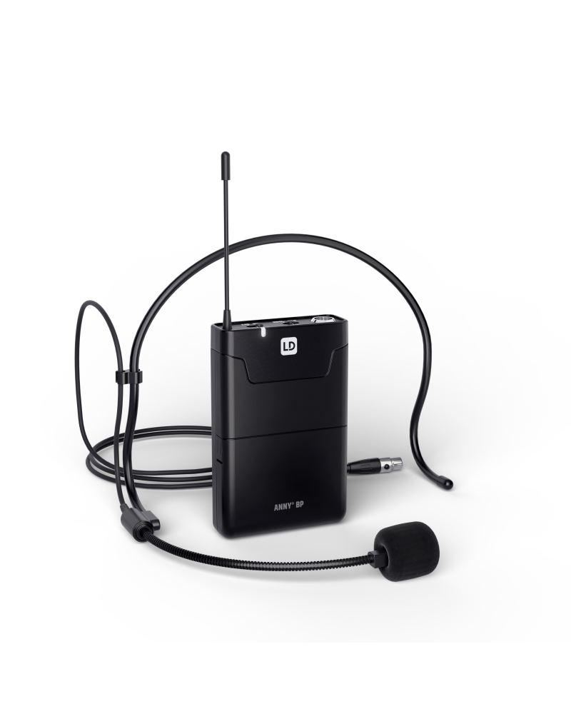 LD Systems ANNY® 8 BPH B5 Przenośny, zasilany bateryjnie głośnik Bluetooth® PA z mikserem i jednym mikrofonem nagłownym (wraz z body pack), Stage Blac