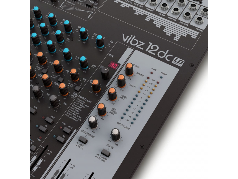 LD SYSTEMS VIBZ 12 DC 12-kanałowy mikser z DFX i kompresorem
