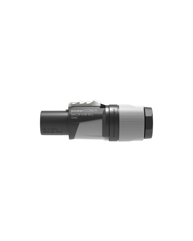 NEUTRIK NAC3FXXB-W-L Złącze zasilania sieciowego na kabel (10-16 mm) powerCON IP20, szare, trudnopalne