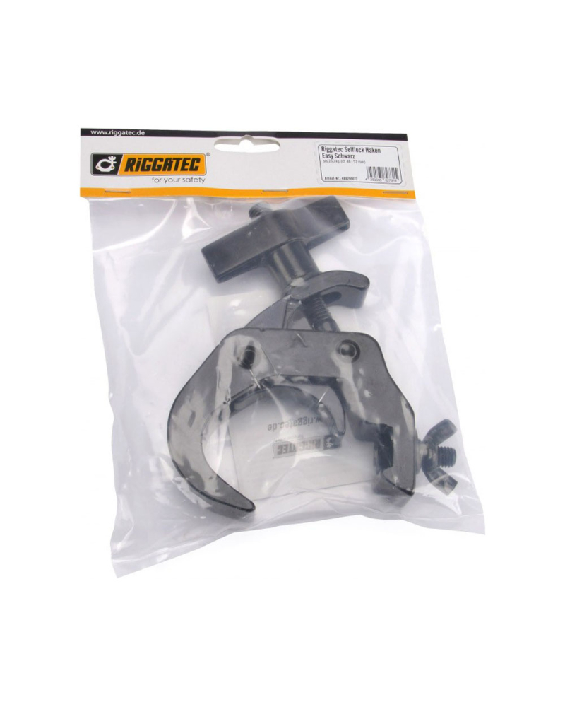RIGGATEC RIG 400 200 072 Hak samoblokujący easy hook | czarny | WLL 250kg Szerokość 30 mm | Średnica rury 48-51 mm