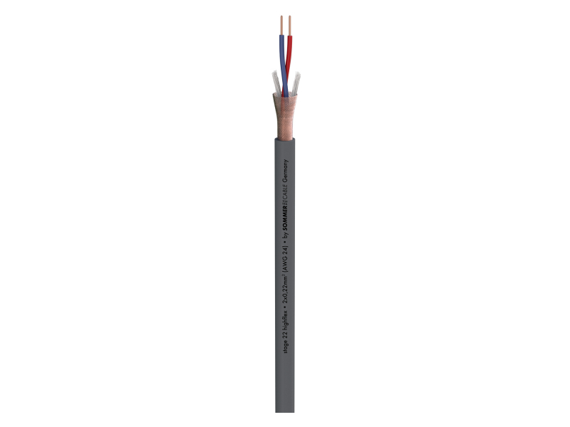 Sommer Cable Stage 22 Highflex; 2 x 0,22 mm2; PVC 6,40 mm przewód mikrofonowy, szary