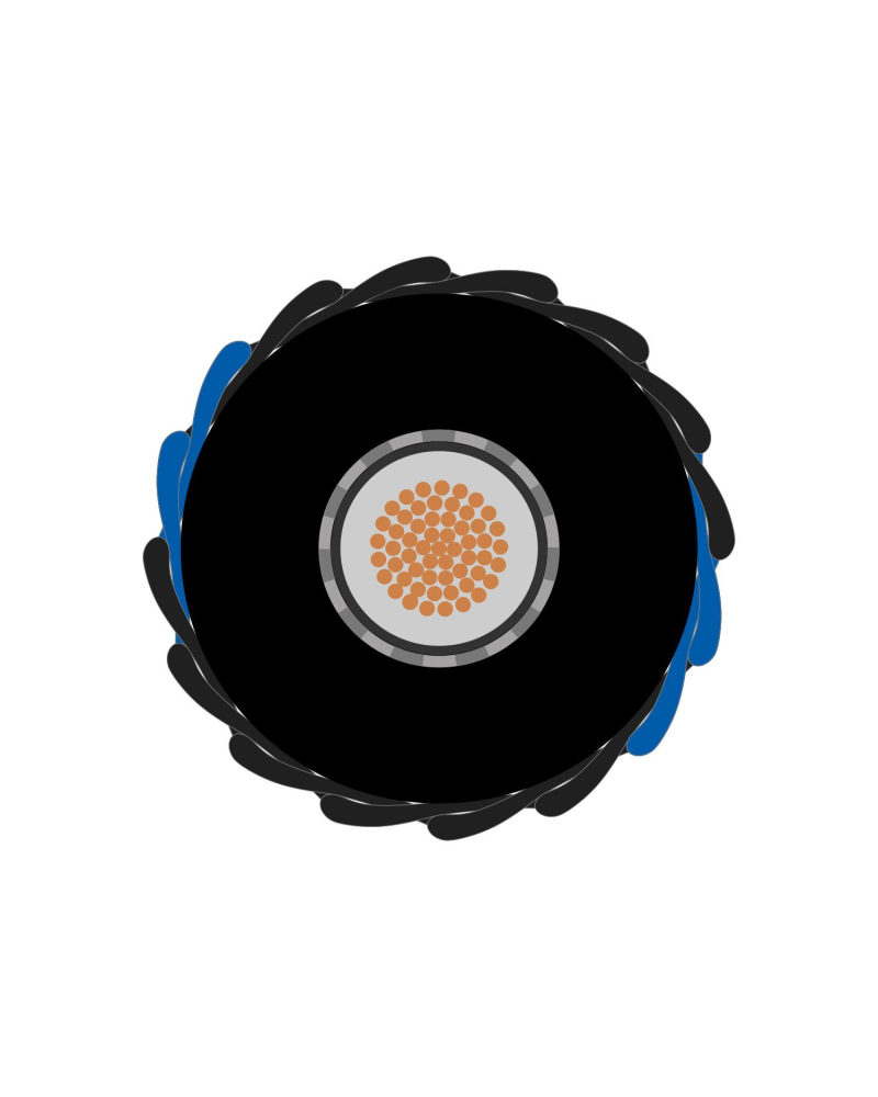 SOMMER CABLE Classique; 1 x 0,50 mm2; PVC + fabric O 6,50 mm; czarno-niebieski