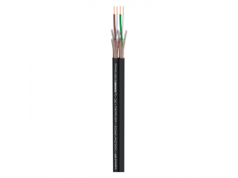 SOMMER CABLE Peacock Przewód mikrofonow MKII; DMX: 2 x 0,22 mm2; S-PVC; 9,2 x 4,5 mm; czarny, 200-0551