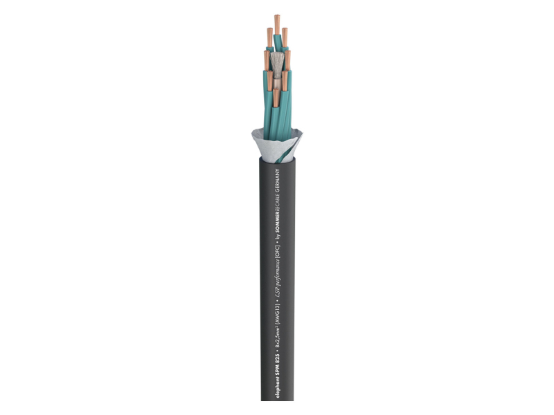 SOMMER CABLE ELEPHANT SPM825 Przewód głosnikowy 8 x 2,50 mm2  PVC 15,30 mm czarny