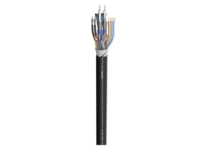 SC Transit MC 2235 HD; video: 2 x 0,80/3,70; audio: 2 x 2 x 0,14 mm2; power: 3 x 1,50 mm2; 5 x control; S-PVC O 15,50 mm black